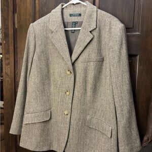 Ralph Lauren Women's Beige Herringbone Blazer
